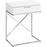 24"H Accent Table in Glossy White & Chrome Metal